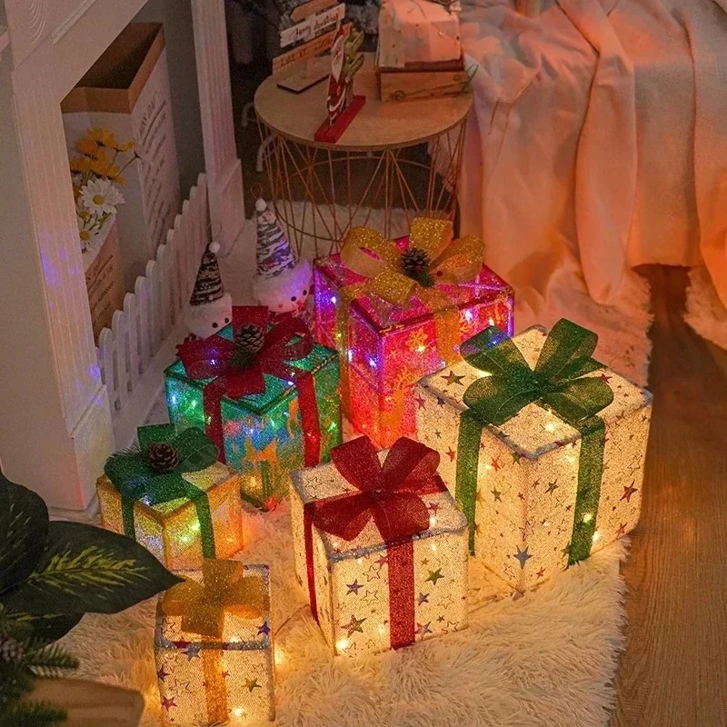 3 Pcs Christmas Gift Box Lighted Up with Remote Control 7 3 Pcs Christmas Gift Box Lighted Up with Remote Control - Image 7
