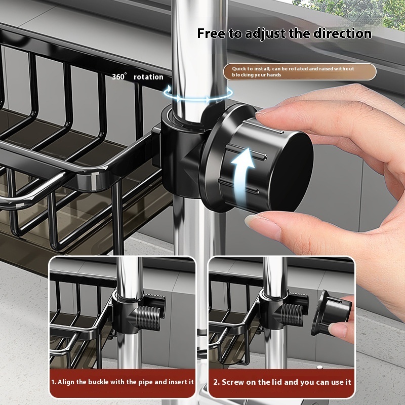 Aluminum Sink Faucet Storage Drain Rack 4 Aluminum Sink Faucet Storage Drain Rack - Image 4
