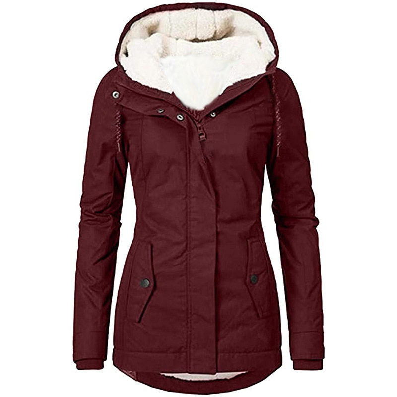 Solid Color Long Sleeve Zipper Fleece Padded Coat 7 Solid Color Long Sleeve Zipper Fleece Padded Coat - Image 7