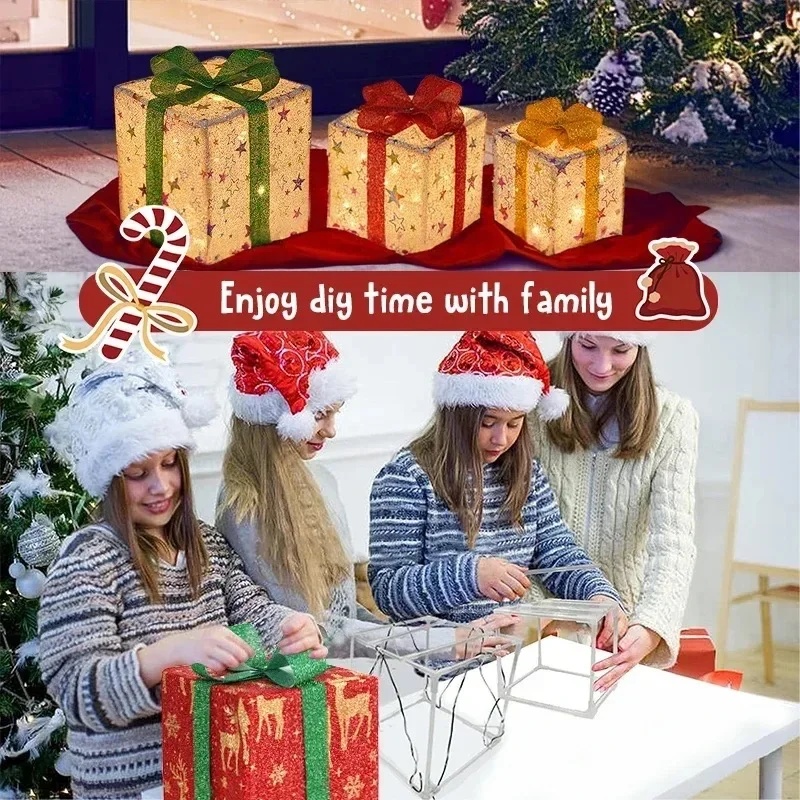 3 Pcs Christmas Gift Box Lighted Up with Remote Control 2 3 Pcs Christmas Gift Box Lighted Up with Remote Control - Image 2