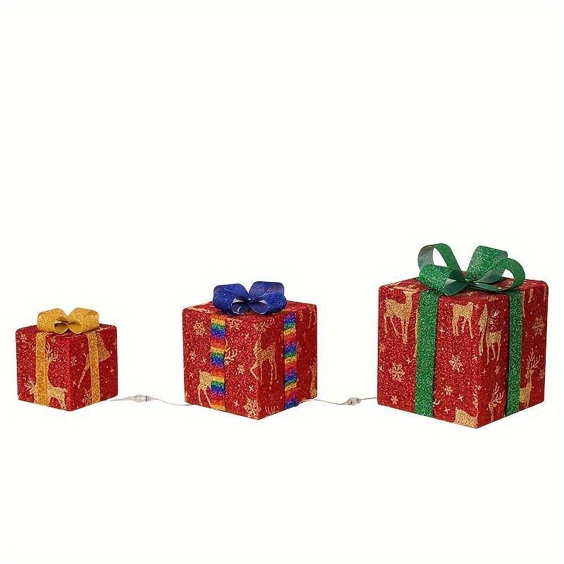 3 Pcs Christmas Gift Box Lighted Up with Remote Control 6 3 Pcs Christmas Gift Box Lighted Up with Remote Control - Image 6