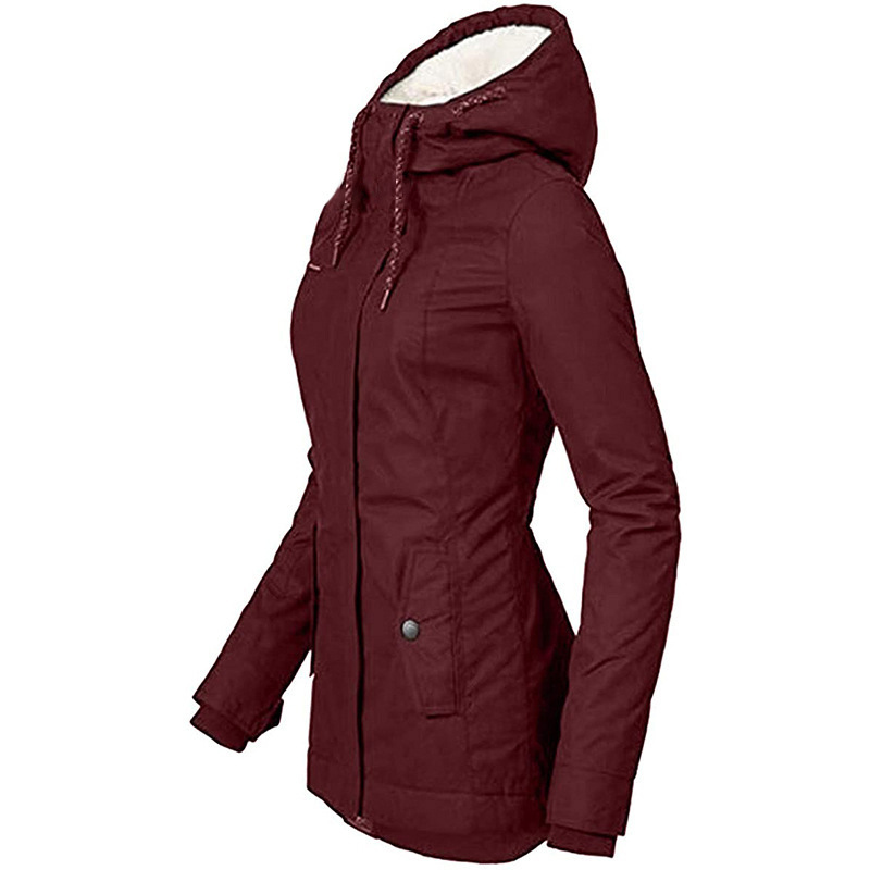 Solid Color Long Sleeve Zipper Fleece Padded Coat 9 Solid Color Long Sleeve Zipper Fleece Padded Coat - Image 9