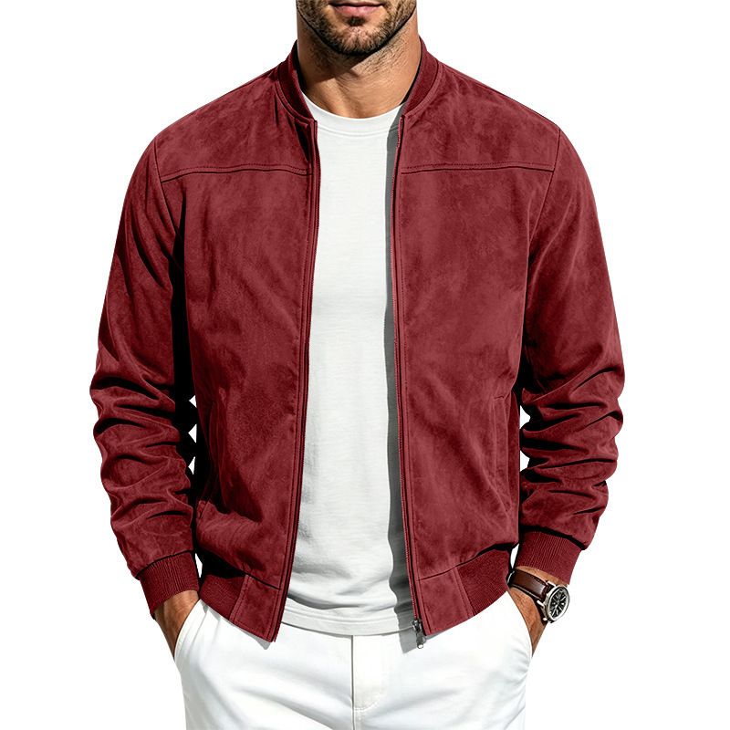 Suede Long Sleeve Zip Up Jacket for Men 3 Suede Long Sleeve Zip Up Jacket for Men - Image 3