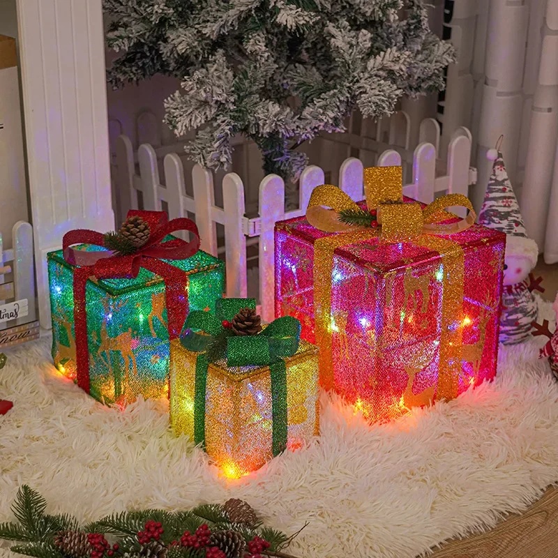 3 Pcs Christmas Gift Box Lighted Up with Remote Control 5 3 Pcs Christmas Gift Box Lighted Up with Remote Control - Image 5
