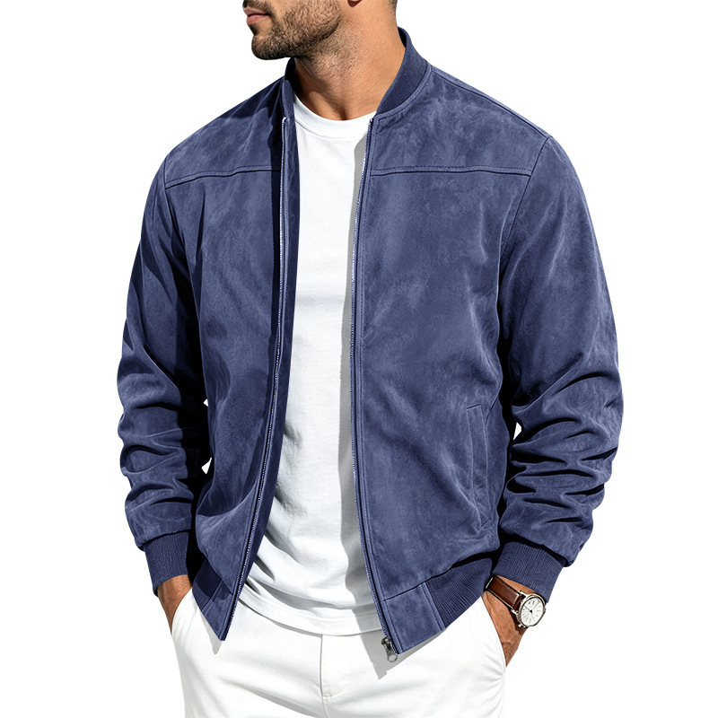 Suede Long Sleeve Zip Up Jacket for Men 9 Suede Long Sleeve Zip Up Jacket for Men - Image 9