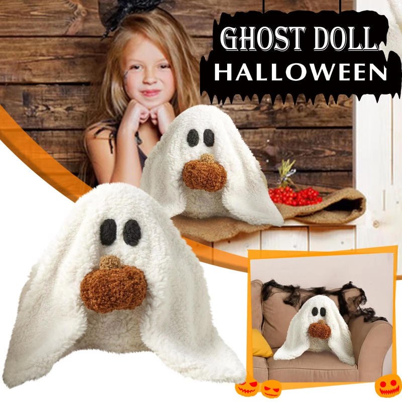 Ghost With Pumpkin Pillow Plush Throw 1 Ghost With Pumpkin Pillow Plush Throw